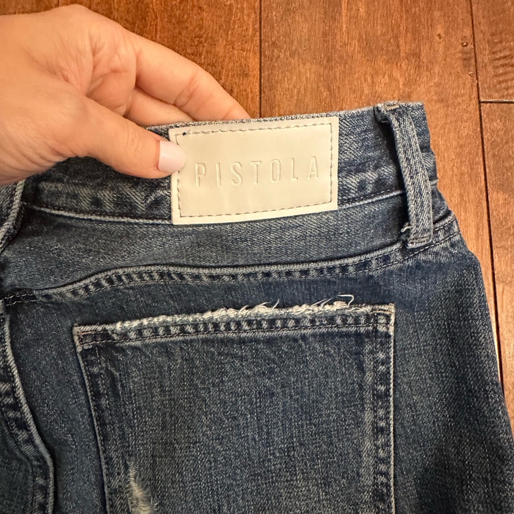 Pistola High Rise Straight Leg Cropped Raw Hem Jeans Sz 28 - Picture 7 of 12